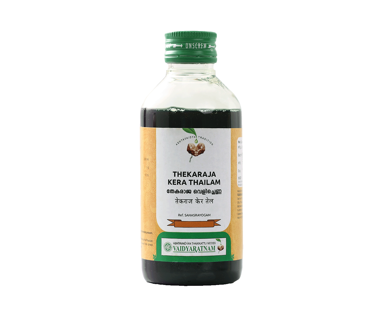 Vaidyaratnam THEKARAJA KERA THAILAM Bottle of 200 ML