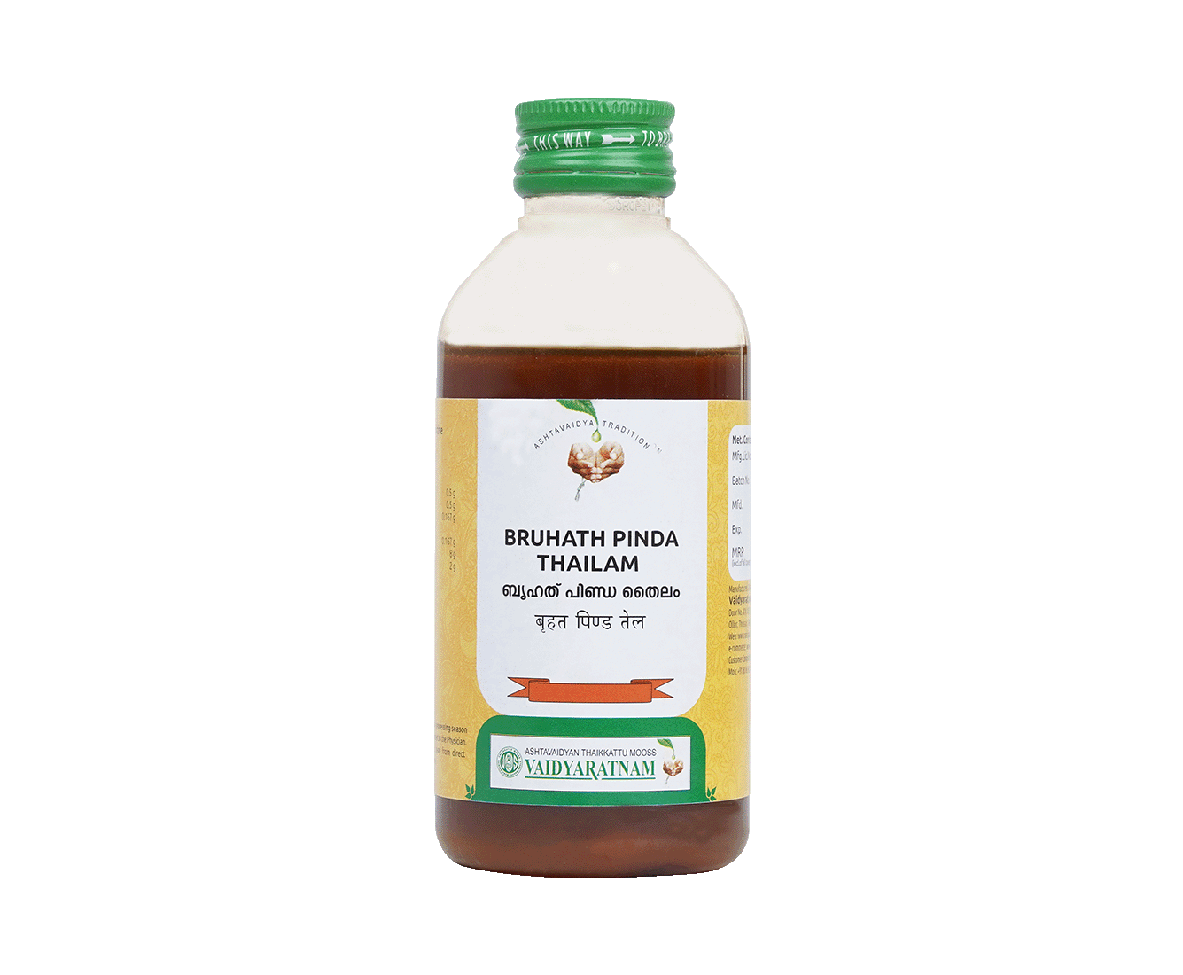 Vaidyaratnam BRIHATH PINDA THAILAM Bottle of 200 ML