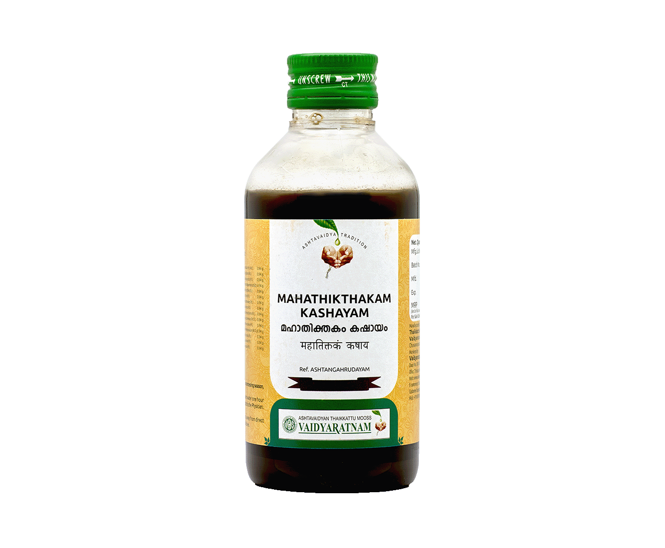 Vaidyaratnam MAHATHIKTHAKAM KASHAYAM Bottle of 200 ML