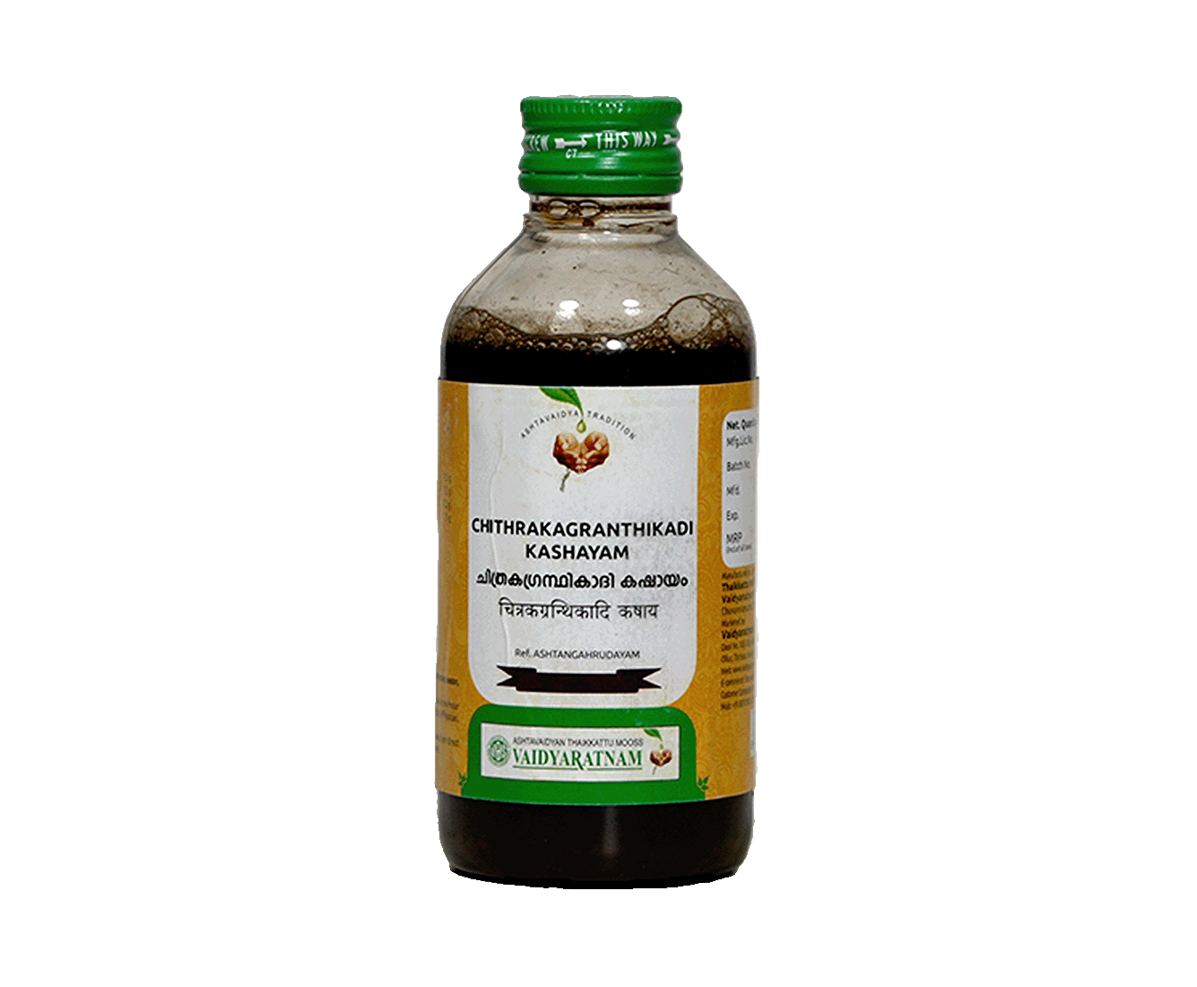 Vaidyaratnam CHITHRAKAGRANDHIKADI KASHAYAM Bottle of 200 ML