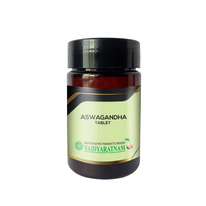 Vaidyaratnam Aswagandha Tablet 60 tablets for immunity and stress relief.