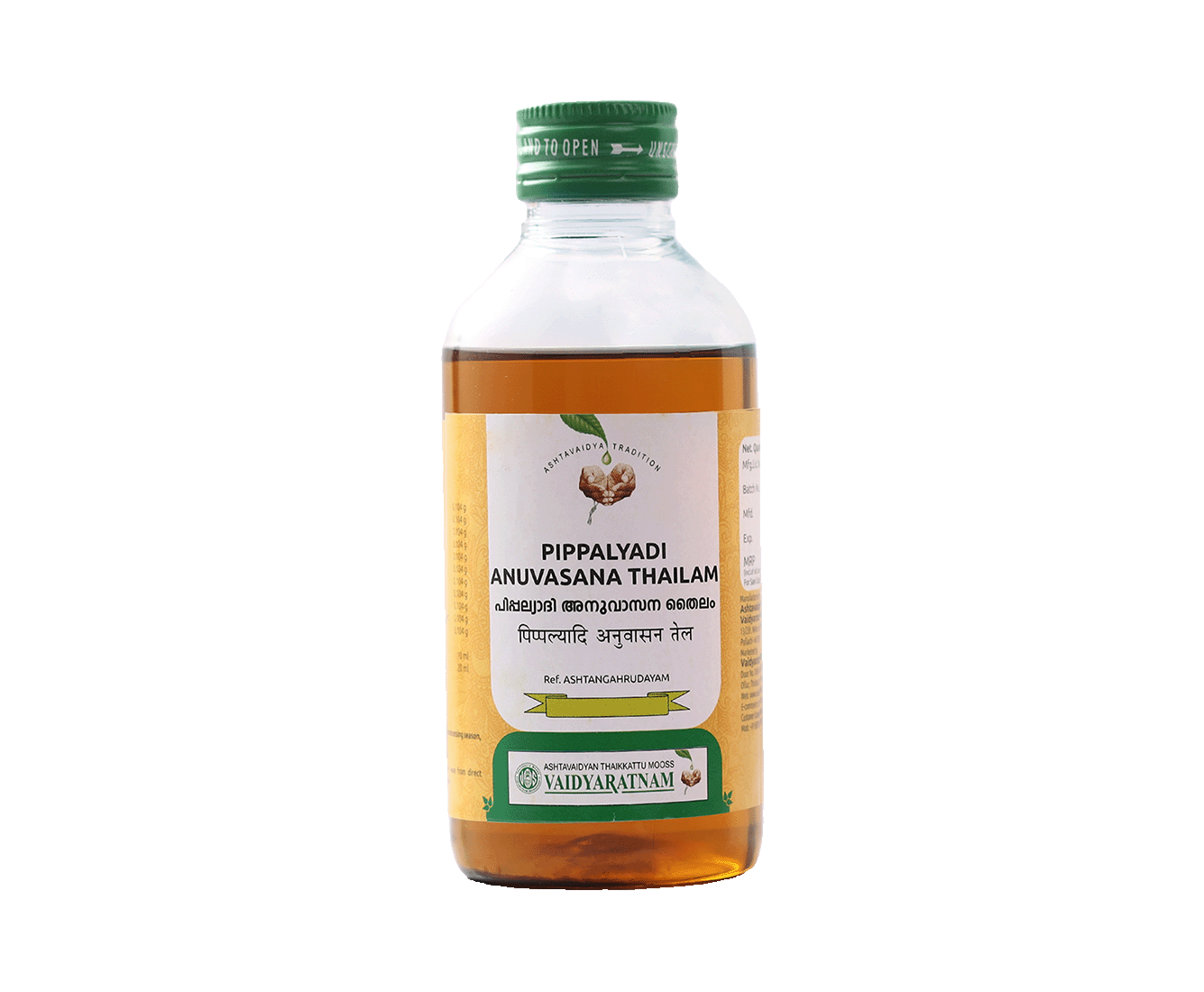 Vaidyaratnam PIPPALYADI ANUVASANA THAILAM Bottle of 200 ML