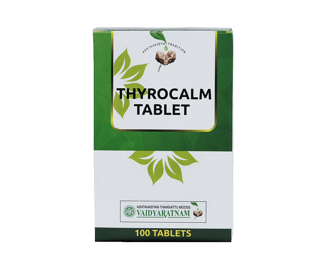 Vaidyaratnam THYROCALM TABLETS Jar of 100 QTY