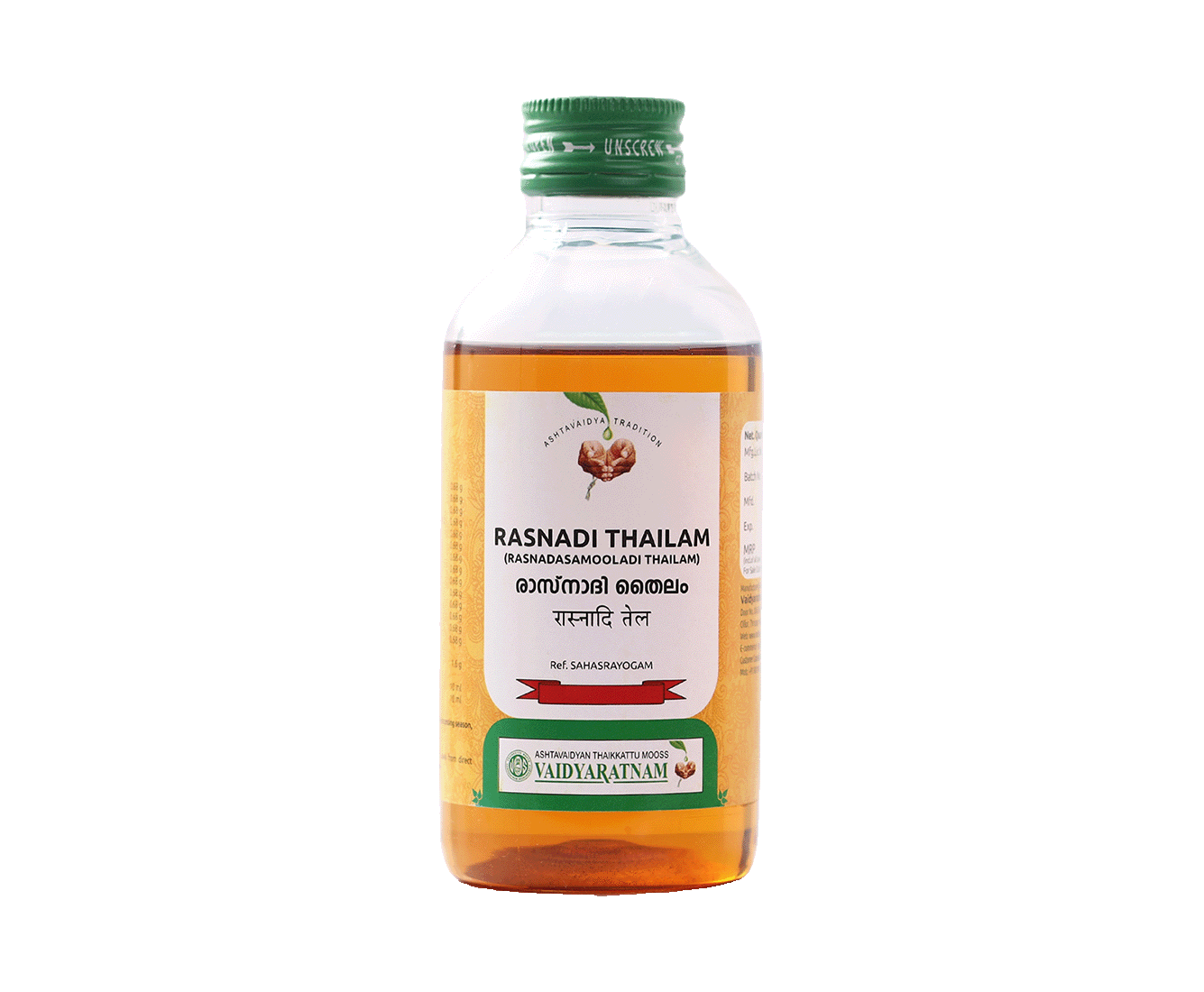 Vaidyaratnam RASNADI THAILAM Bottle of 200 ML