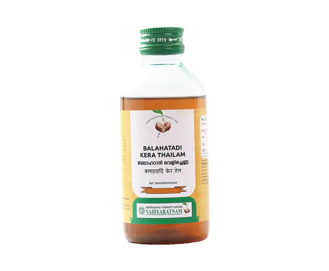 Vaidyaratnam BALAHATADI KERA THAILAM Bottle of 200 ML