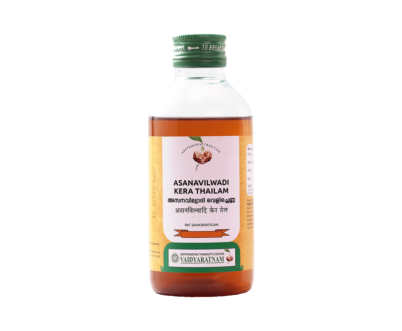 Vaidyaratnam ASANAVILWADI KERA THAILAM Bottle of 200 ML