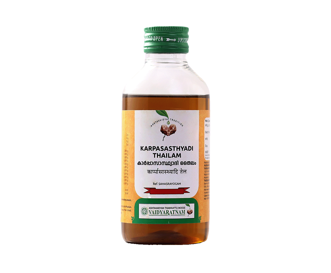 Vaidyaratnam KARPASASTHYADI OIL Bottle of 200 ML