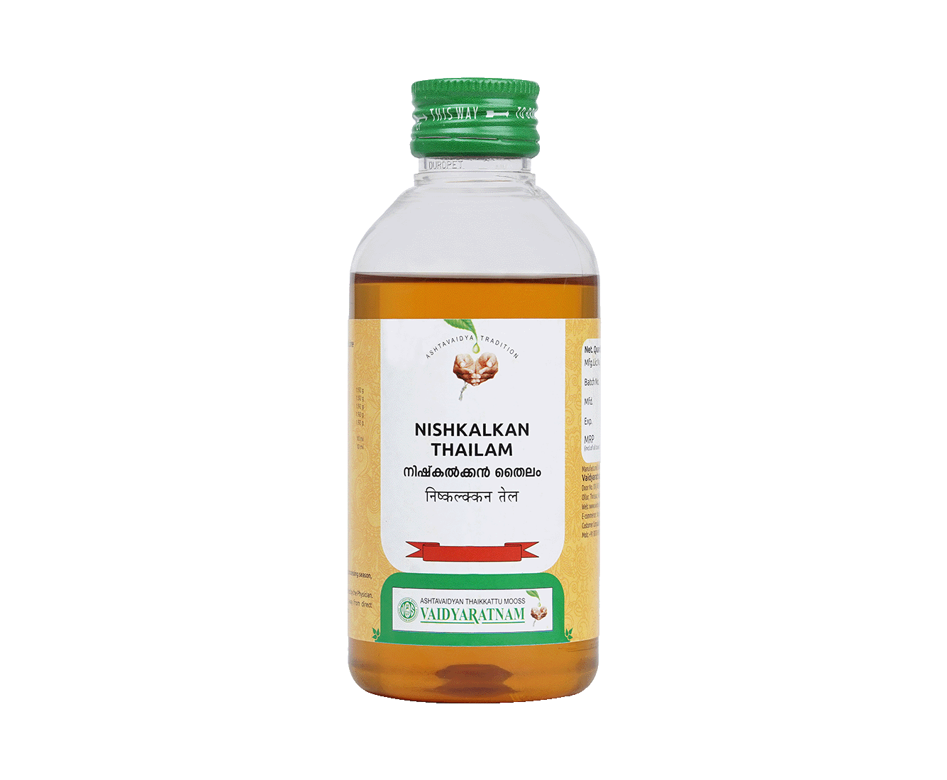 Vaidyaratnam NISHKALKAN OIL Bottle of 200 ML