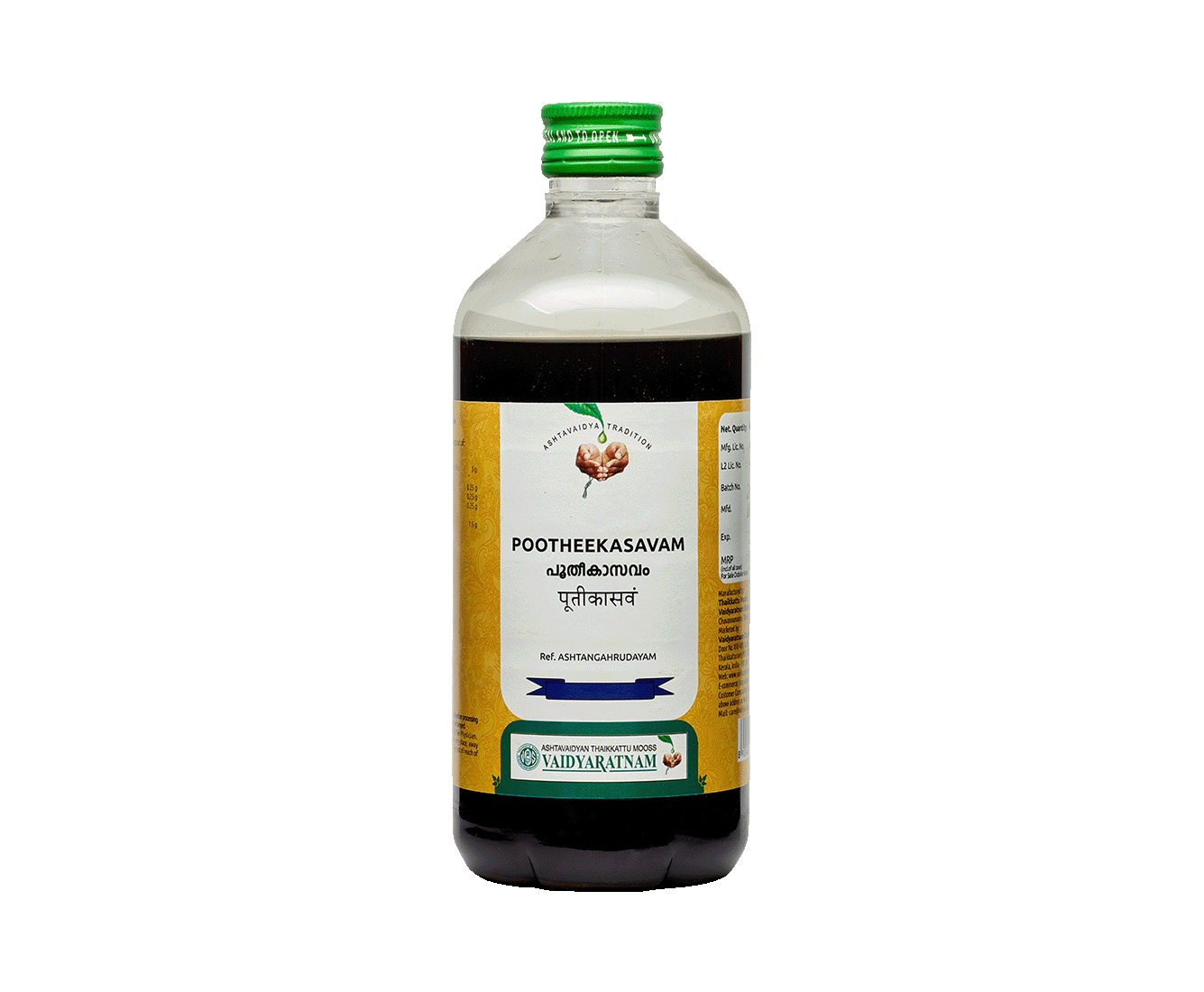 Vaidyaratnam POOTHEEKASAVAM Bottle of 450 ML