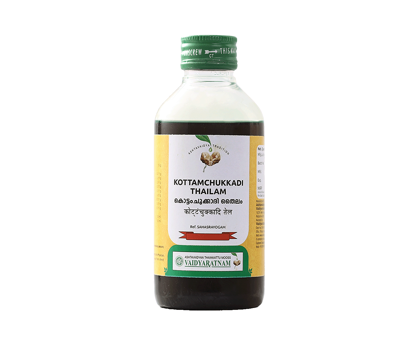 Vaidyaratnam BRIHATH KOTTAMCHUKKADI Bottle of 200 ML