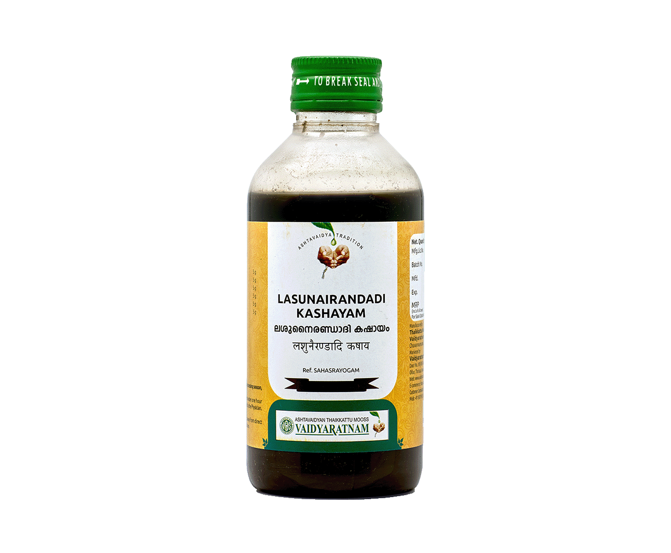 Vaidyaratnam LASOONAIRANDADI KASHAYAM Bottle of 200 ML