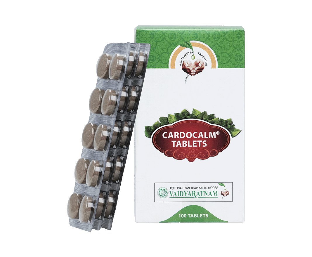 Vaidyaratnam CARDOCALM TABLETS Jar of 100 QTY