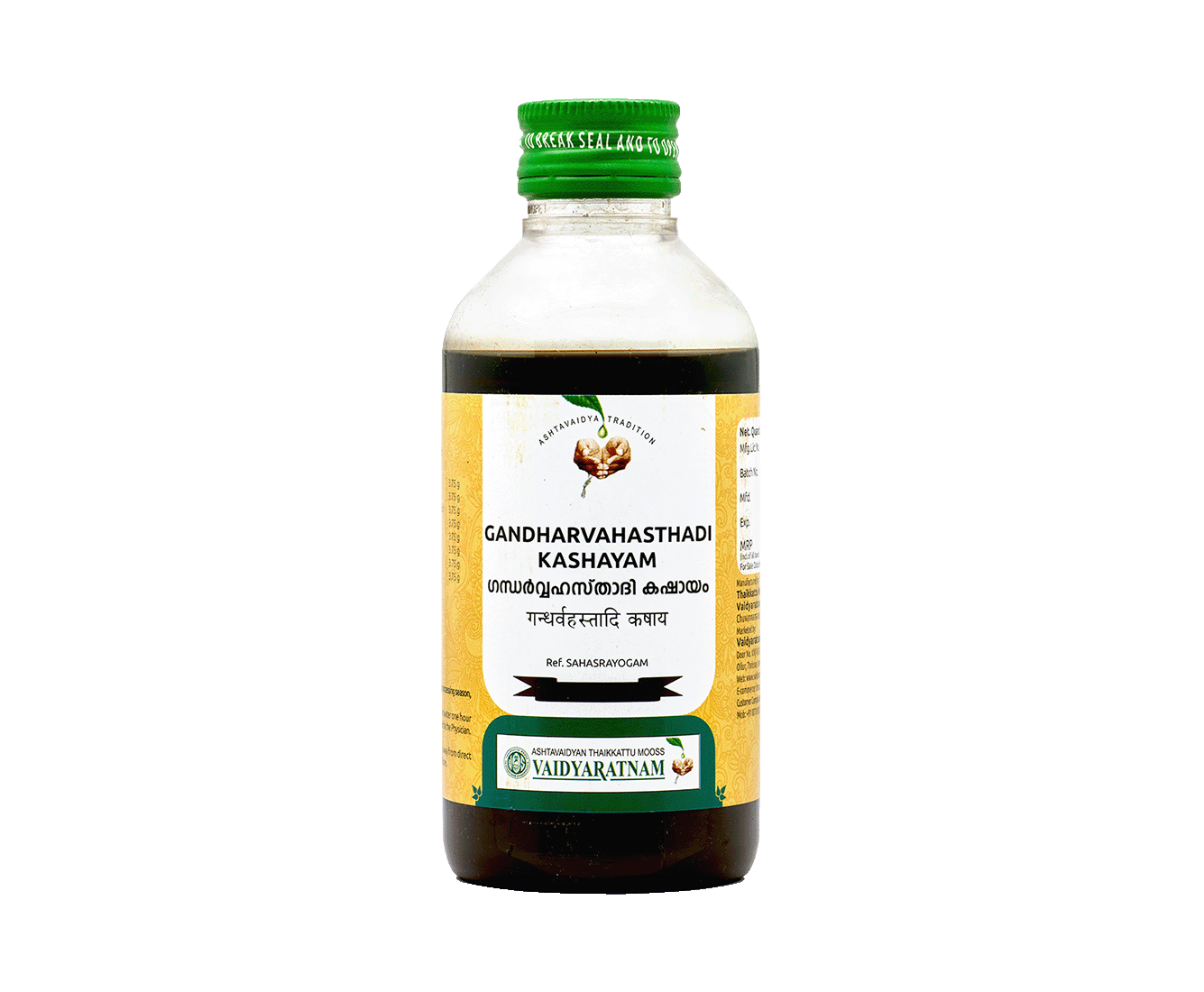 Vaidyaratnam GANDHARVAHASTHADI KASHAYAM Bottle of 200 ML